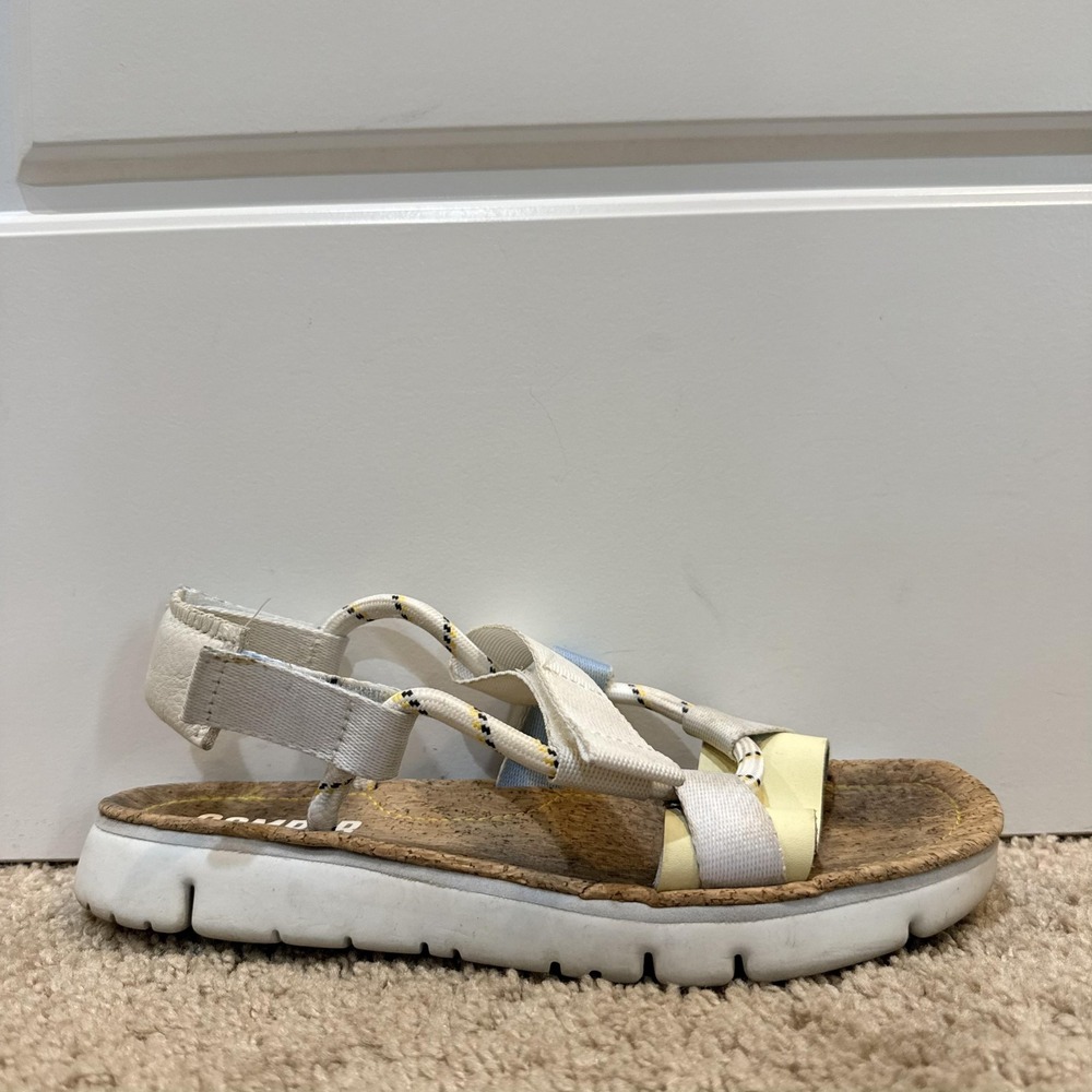 Camper Sandals Shoes Womens Size 8 White Strappy Cork Footbed Hook Loop Comfort - Picture 1 of 7